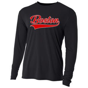 Boston Hometown Pride Throwback Design Print Classic Cooling Performance Long Sleeve Crew