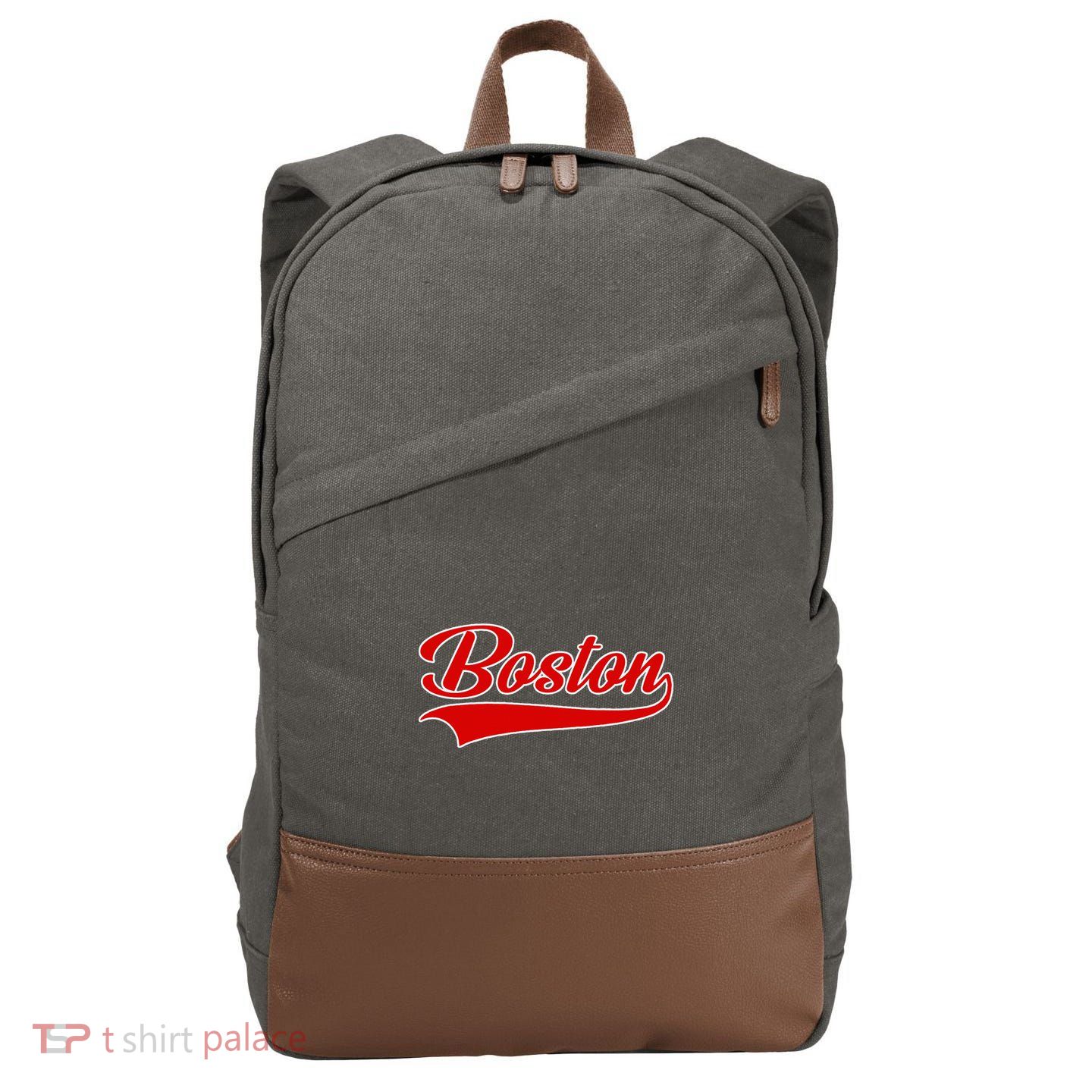 Boston Hometown Pride Throwback Design Print Classic Cotton Canvas Backpack