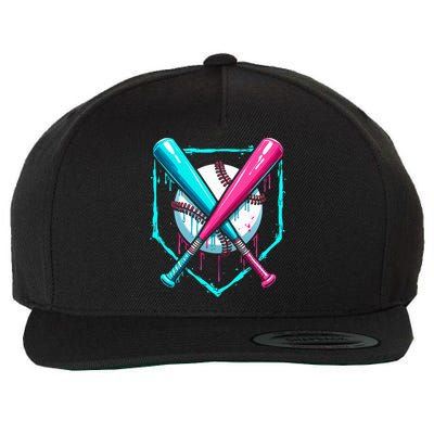 B.A.S.E.B.A.L.L Home Plate Drip Wool Snapback Cap