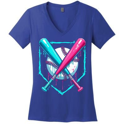 B.A.S.E.B.A.L.L Home Plate Drip Women's V-Neck T-Shirt