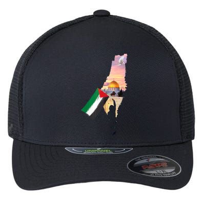 Boy Hold Palestine Flag Palestinians Map JerusalemS City Flexfit Unipanel Trucker Cap