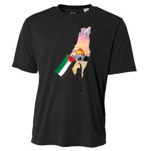 Boy Hold Palestine Flag Palestinians Map JerusalemS City Cooling Performance Crew T-Shirt