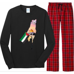 Boy Hold Palestine Flag Palestinians Map JerusalemS City Long Sleeve Pajama Set