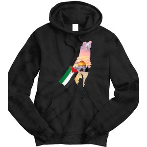 Boy Hold Palestine Flag Palestinians Map JerusalemS City Tie Dye Hoodie