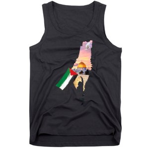 Boy Hold Palestine Flag Palestinians Map JerusalemS City Tank Top