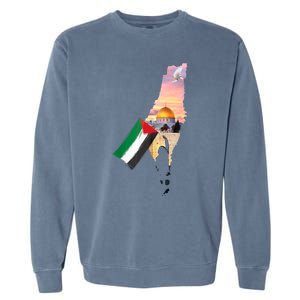 Boy Hold Palestine Flag Palestinians Map JerusalemS City Garment-Dyed Sweatshirt