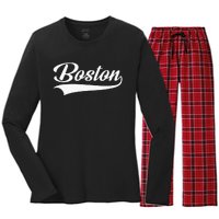 Boston Hometown Pride Massachusetts Women's Long Sleeve Flannel Pajama Set 