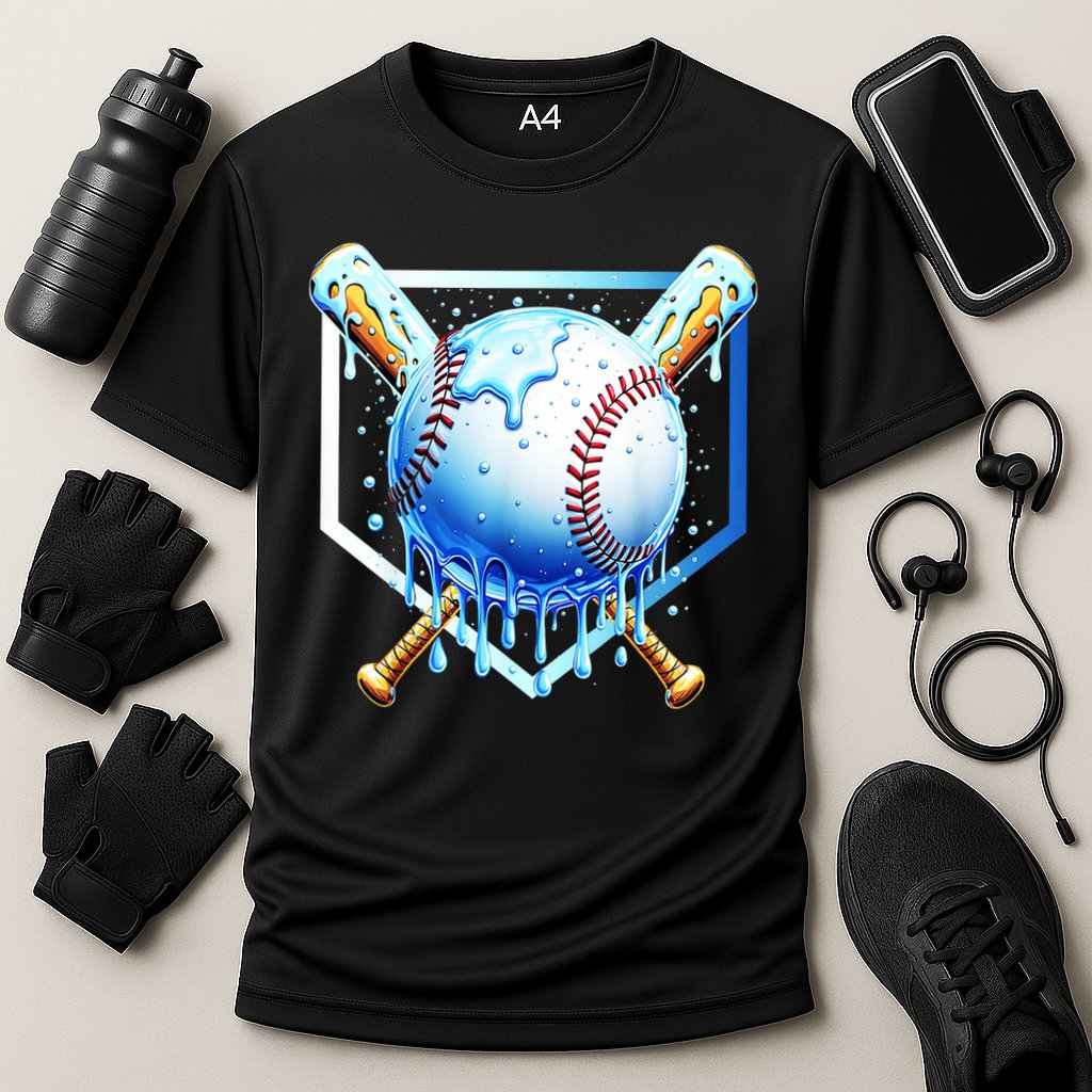 Baseball Home Plate Ice Cream Drip Sprinkles Drip Cooling Performance Crew T-Shirt