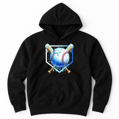Baseball Home Plate Ice Cream Drip Sprinkles Drip Hoodie