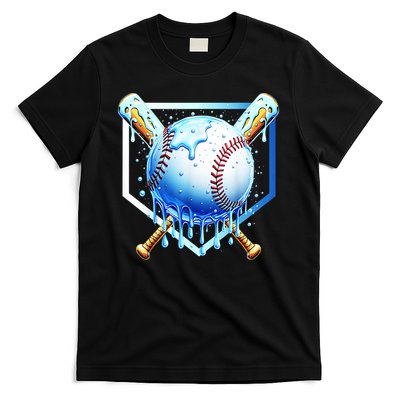 Baseball Home Plate Ice Cream Drip Sprinkles Drip T-Shirt