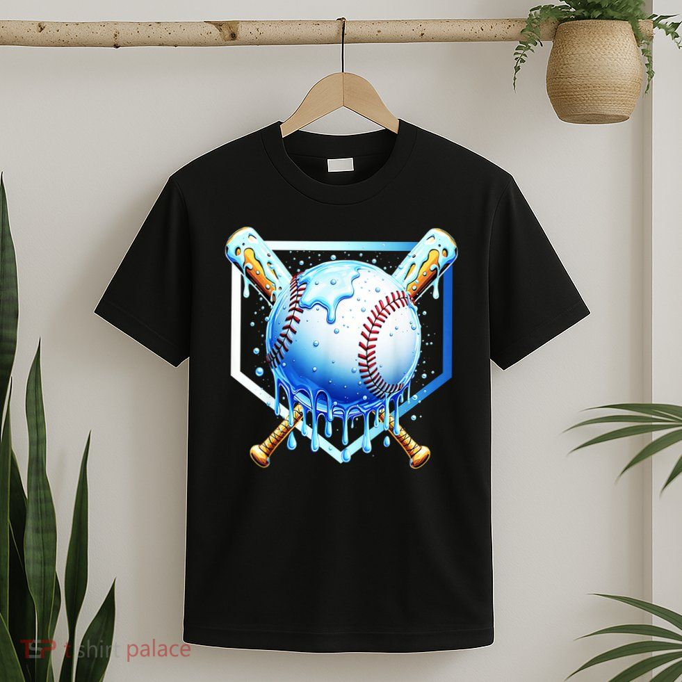 Baseball Home Plate Ice Cream Drip Sprinkles Drip T-Shirt
