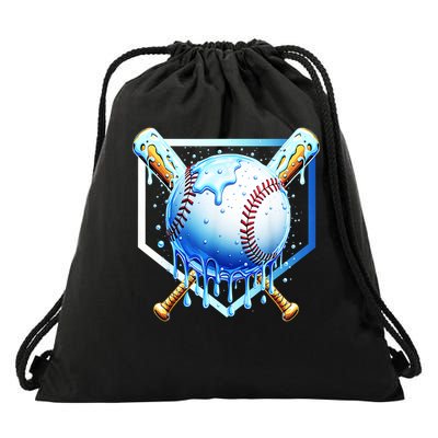 Baseball Home Plate Ice Cream Drip Sprinkles Drip Drawstring Bag