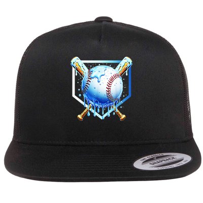 Baseball Home Plate Ice Cream Drip Sprinkles Drip Flatbill Hat