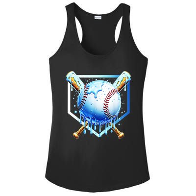 Baseball Home Plate Ice Cream Drip Sprinkles Drip Ladies PosiCharge Competitor Racerback Tank