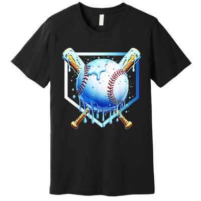 Baseball Home Plate Ice Cream Drip Sprinkles Drip Premium T-Shirt