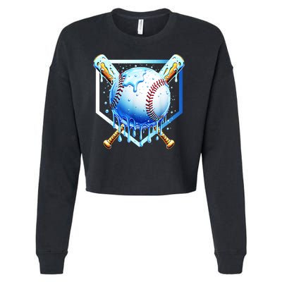 Baseball Home Plate Ice Cream Drip Sprinkles Drip Cropped Pullover Crew