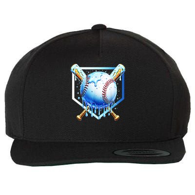 Baseball Home Plate Ice Cream Drip Sprinkles Drip Wool Snapback Cap