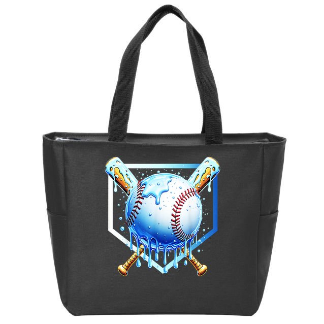 Baseball Home Plate Ice Cream Drip Sprinkles Drip Zip Tote Bag