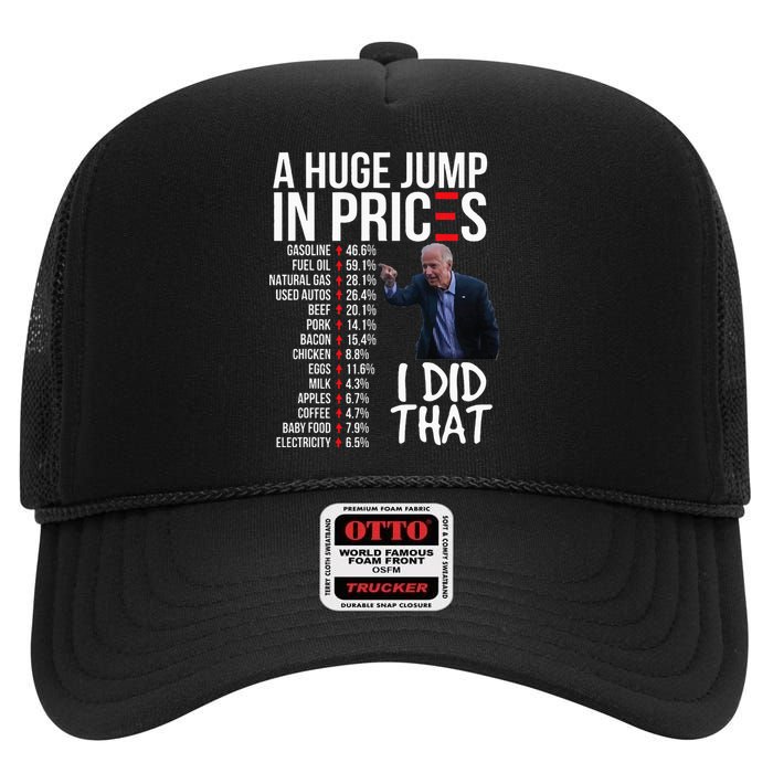 Biden High Prices Inflation Bad Economy Gas Unemployment Joe High Crown Mesh Back Trucker Hat