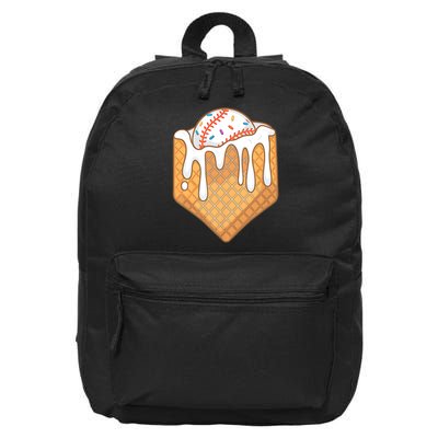 Baseball Home Plate Ice Cream Drip Fun Sports Lover 16 in Basic Backpack