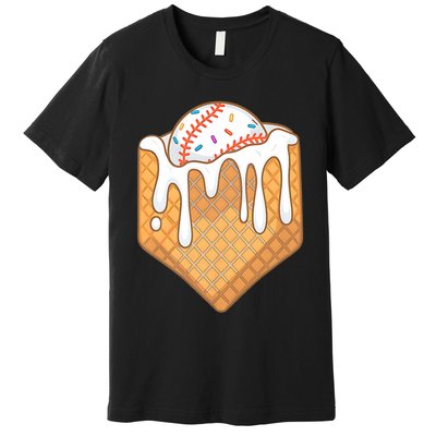 Baseball Home Plate Ice Cream Drip Fun Sports Lover Premium T-Shirt