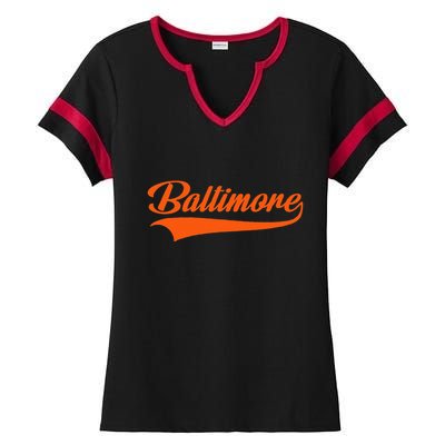 Baltimore Hometown Pride MD Throwback Design Ladies Halftime Notch Neck Tee