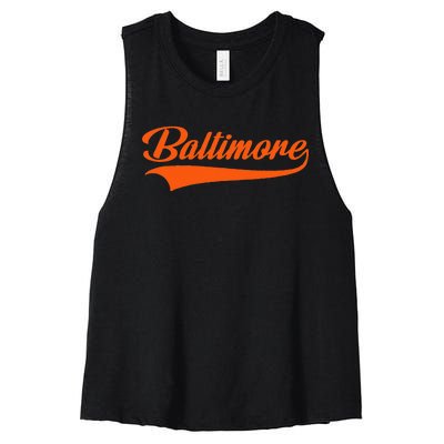 Baltimore Hometown Pride MD Throwback Design Women's Racerback Cropped Tank