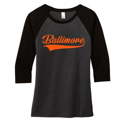 Baltimore Hometown Pride MD Throwback Design Women's Tri-Blend 3/4-Sleeve Raglan Shirt