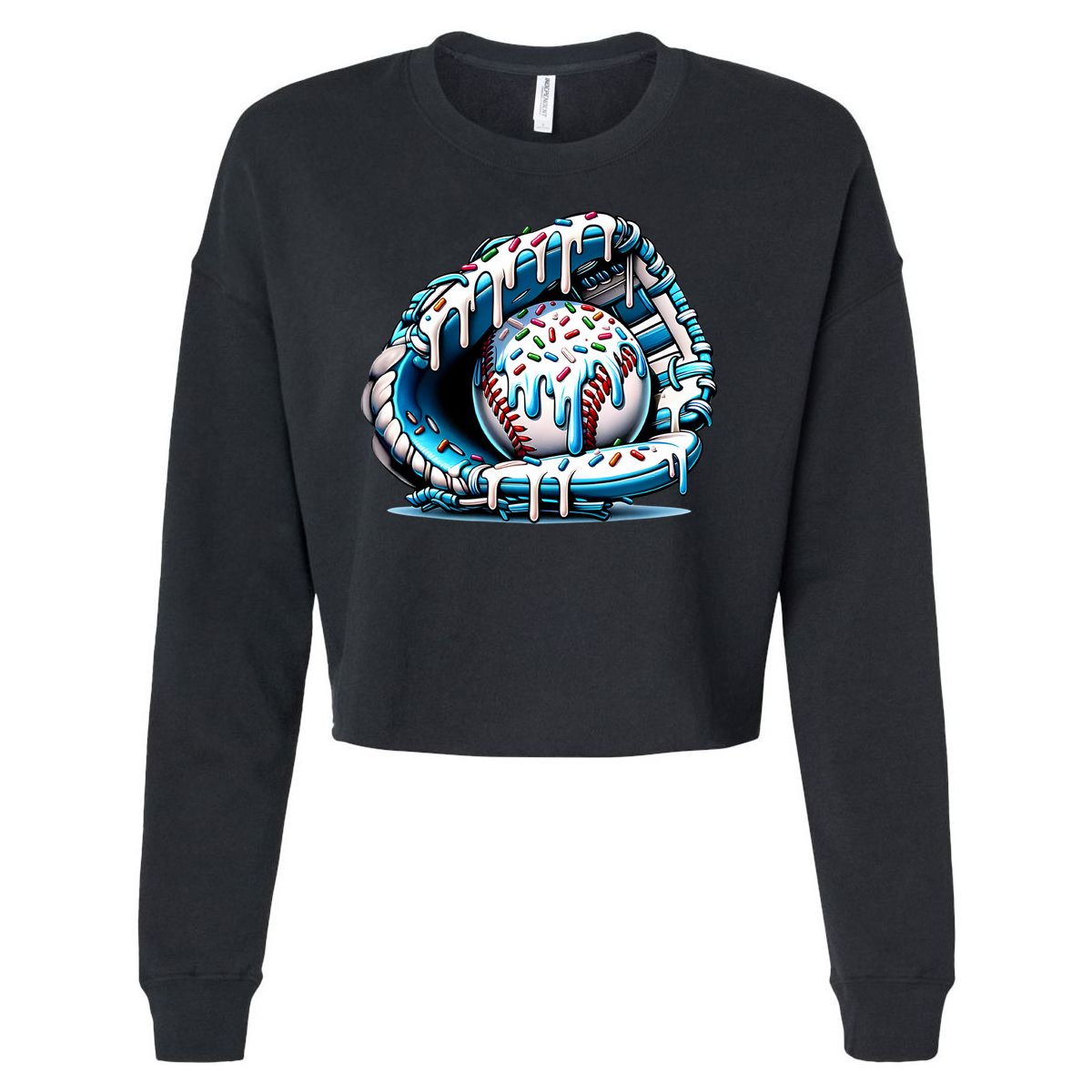 Baseball Home Plate Drip Boys Baseball Bat, Baseball Drip Cropped Pullover Crew