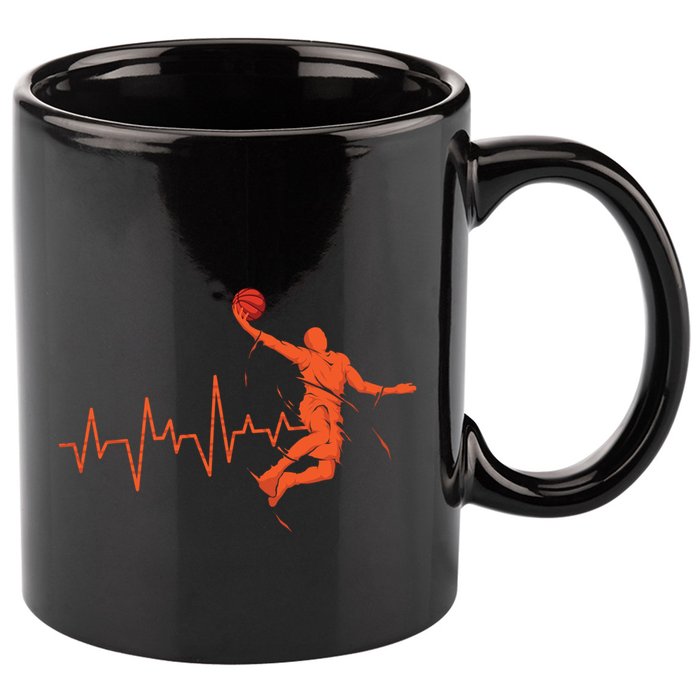 Basketball Heartbeat Retro 11oz C Handle Ceramic Mug