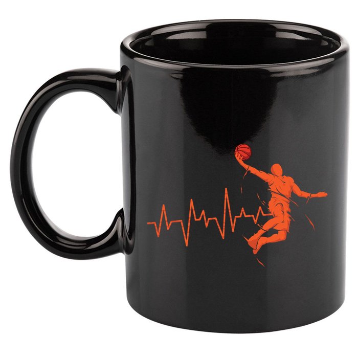 Basketball Heartbeat Retro 11oz C Handle Ceramic Mug