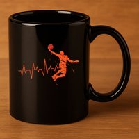 Basketball Heartbeat Retro 11oz C Handle Ceramic Mug