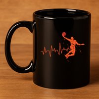 Basketball Heartbeat Retro 11oz C Handle Ceramic Mug