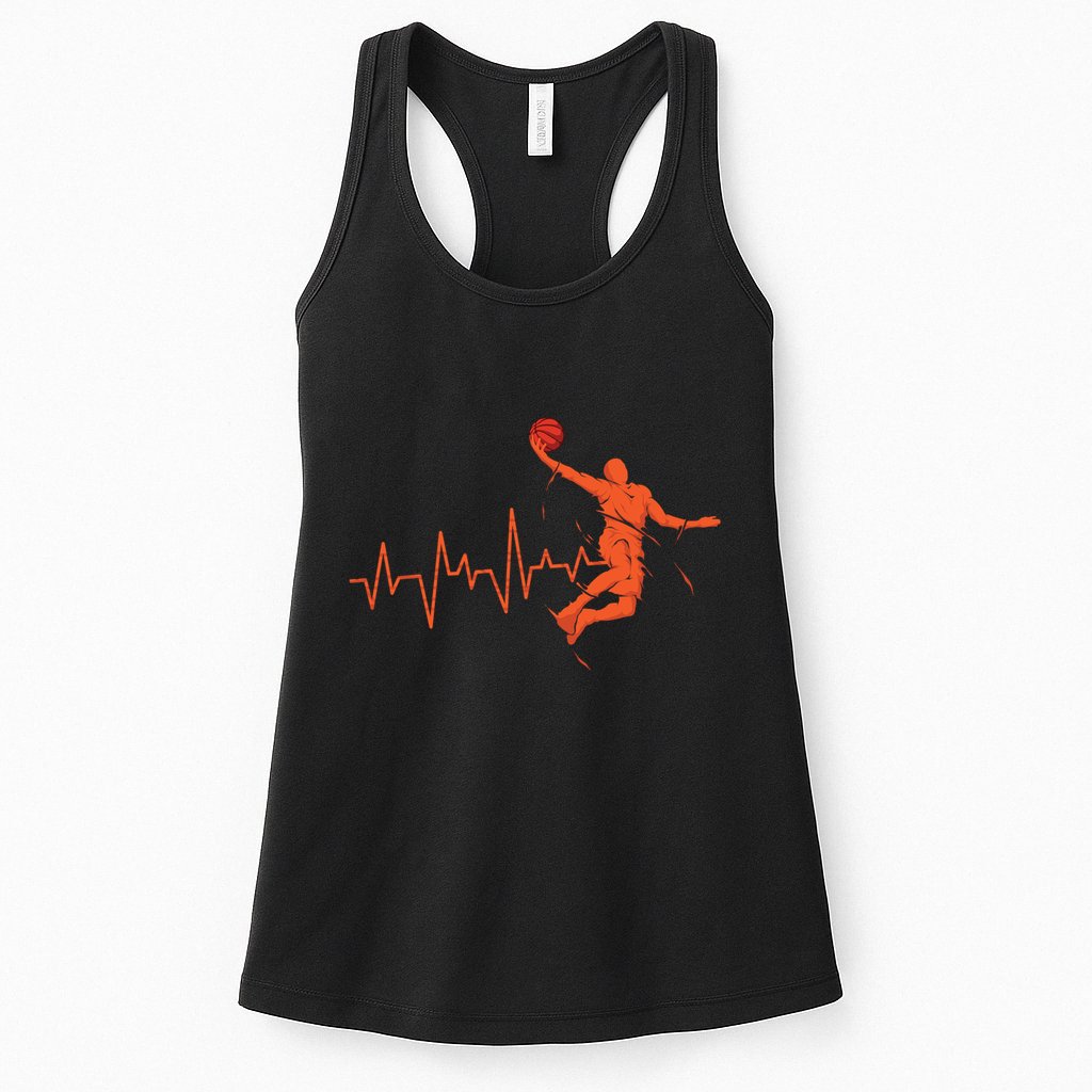Basketball Heartbeat Retro Womens Tank Top
