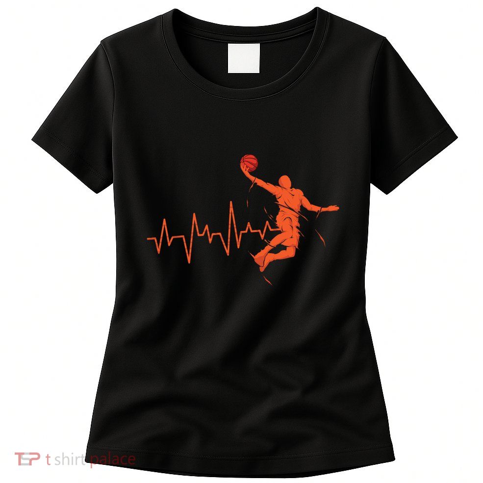 Basketball Heartbeat Retro Womens T-Shirt