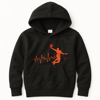 Basketball Heartbeat Retro Kids Hoodie
