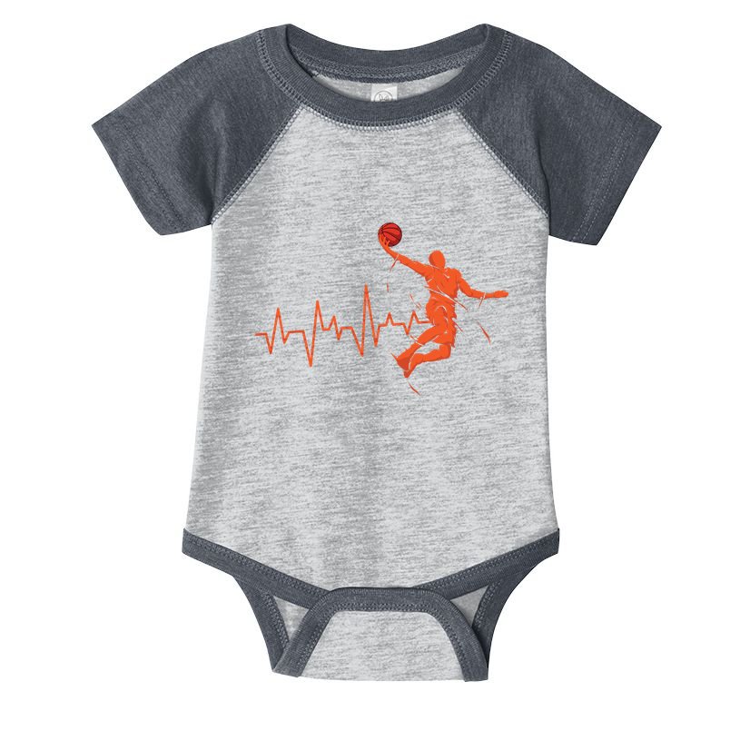 Basketball Heartbeat Retro Infant Baby Jersey Bodysuit