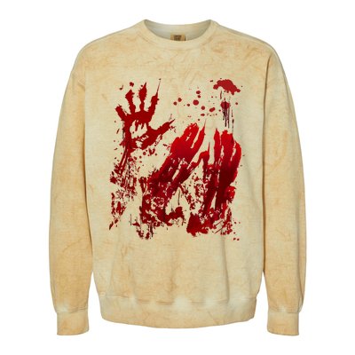 Bloody Handprint Red Hands Blood Splatter Zombie Outbreak Colorblast Crewneck Sweatshirt