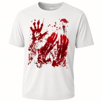 Bloody Handprint Red Hands Blood Splatter Zombie Outbreak Cooling Performance Crew T-Shirt