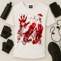 Bloody Handprint Red Hands Blood Splatter Zombie Outbreak Cooling Performance Crew T-Shirt