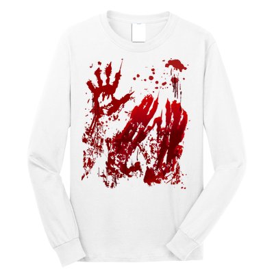 Bloody Handprint Red Hands Blood Splatter Zombie Outbreak Long Sleeve Shirt
