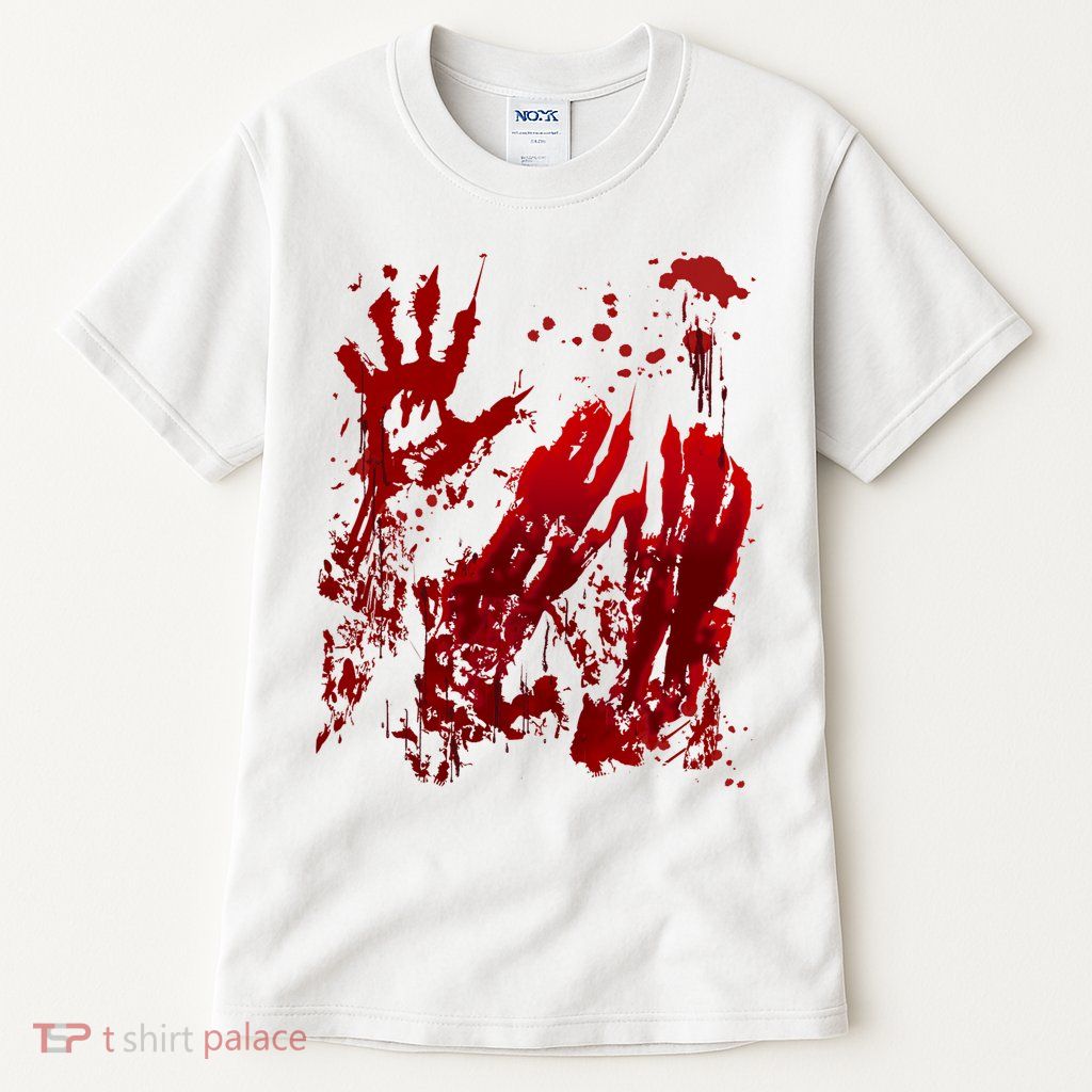 Bloody Handprint Red Hands Blood Splatter Zombie Outbreak Tall T-Shirt