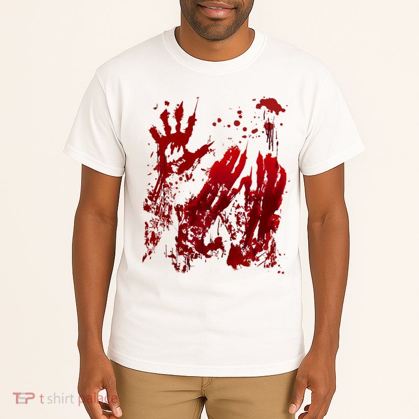 Bloody Handprint Red Hands Blood Splatter Zombie Outbreak Tall T-Shirt