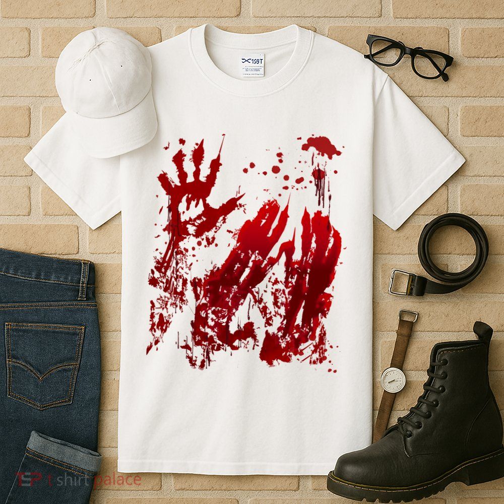 Bloody Handprint Red Hands Blood Splatter Zombie Outbreak Tall T-Shirt