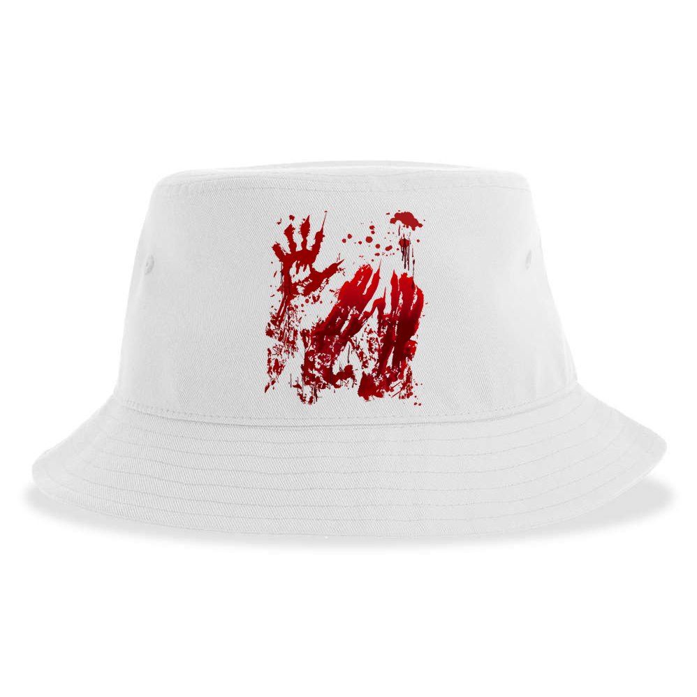 Bloody Handprint Red Hands Blood Splatter Zombie Outbreak Sustainable Bucket Hat