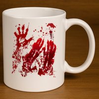 Bloody Handprint Red Hands Blood Splatter Zombie Outbreak 11oz C Handle Ceramic Mug
