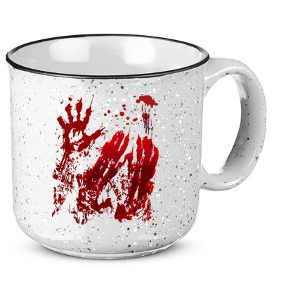 Bloody Handprint Red Hands Blood Splatter Zombie Outbreak 15oz Campfire Ceramic Mug