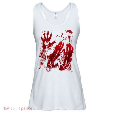 Bloody Handprint Red Hands Blood Splatter Zombie Outbreak Ladies Essential Flowy Tank