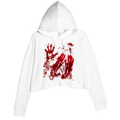Bloody Handprint Red Hands Blood Splatter Zombie Outbreak Crop Fleece Hoodie