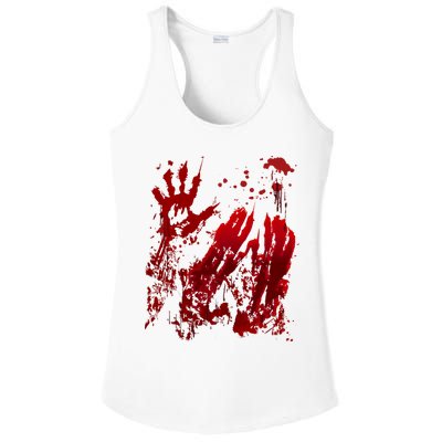 Bloody Handprint Red Hands Blood Splatter Zombie Outbreak Ladies PosiCharge Competitor Racerback Tank